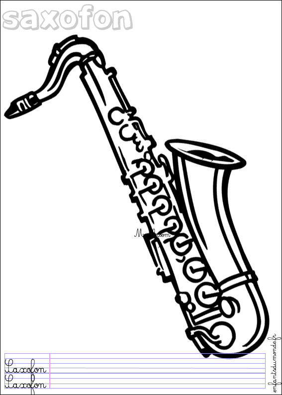 Coloriage Saxophone 1 Coloriages Objets De Musique En Allemand