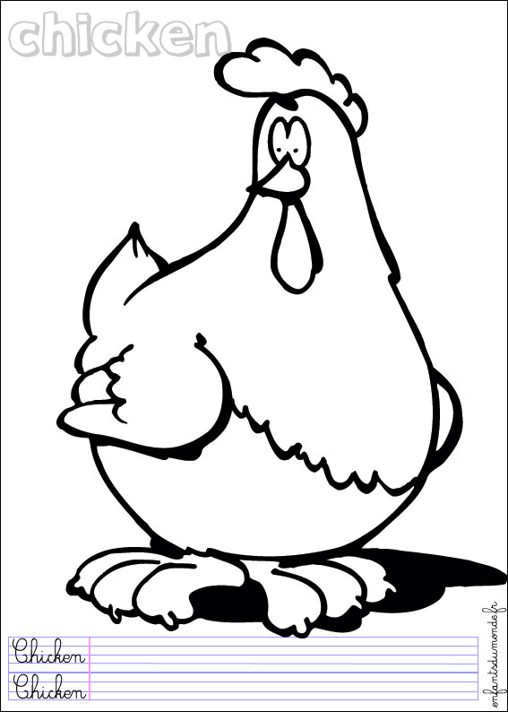 Coloriage Poule 1 Coloriages Animaux De La Ferme En Anglais