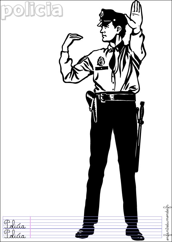 coloriage policier sur la route