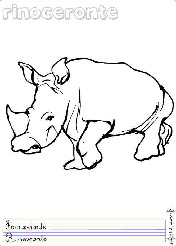 coloriage rhinoceros 1 Coloriages Animaux de la jungle 60 coloriage rhinoceros 1